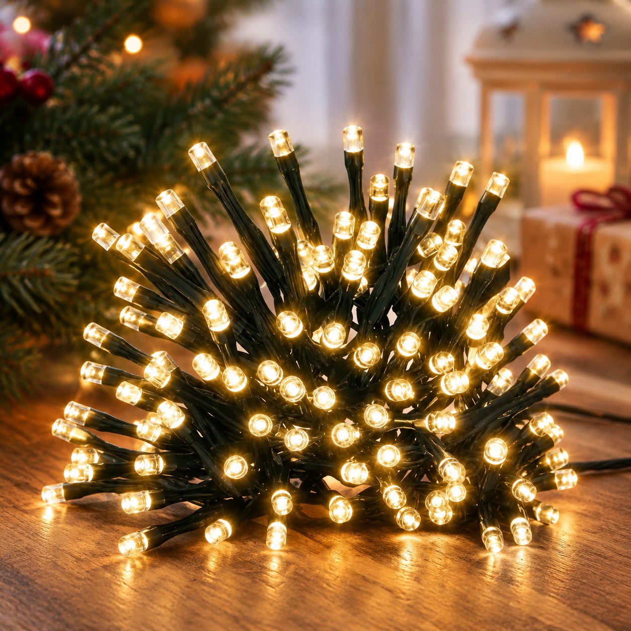 Nenurodyta Christmas Garland of 100 LED Bulbs, 8 m, Warm White