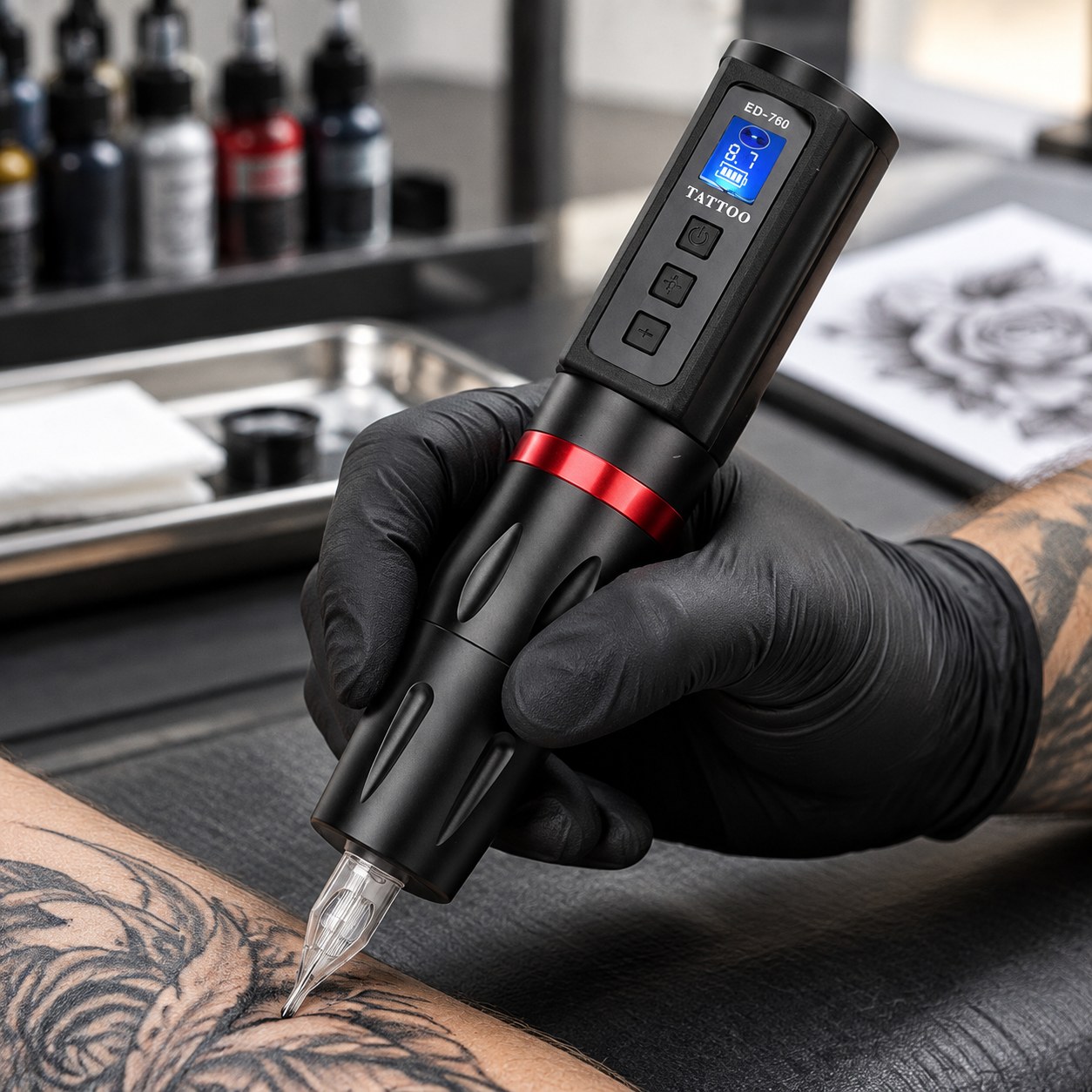 Rotary Tattoo Machine Pen Wireless USB uzlādējams alumīnija sakausējuma tatēšanas aparāts — Tehnikas piederumi