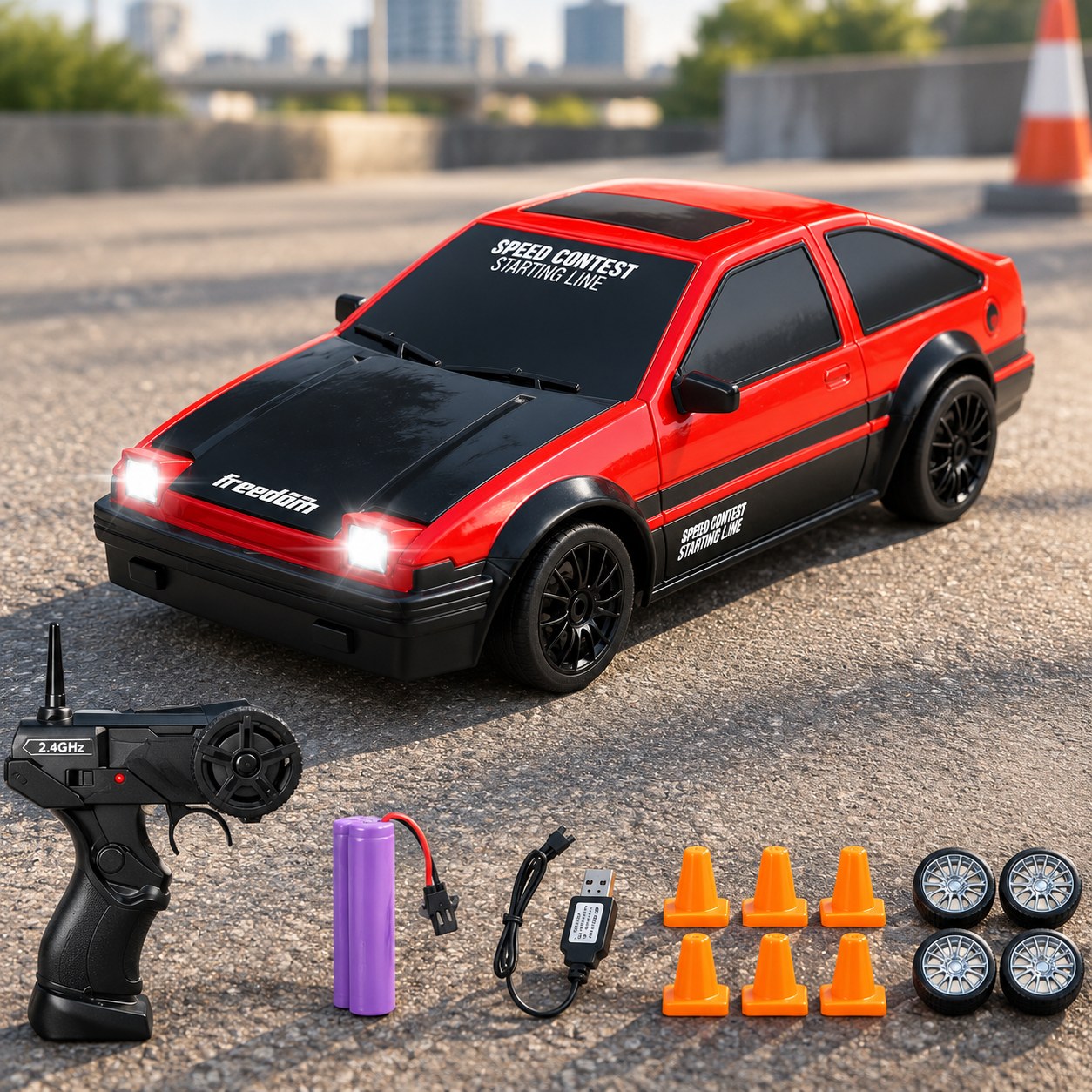Yuan Plan Drift Car Remote Control Car, Red — Toys for boys