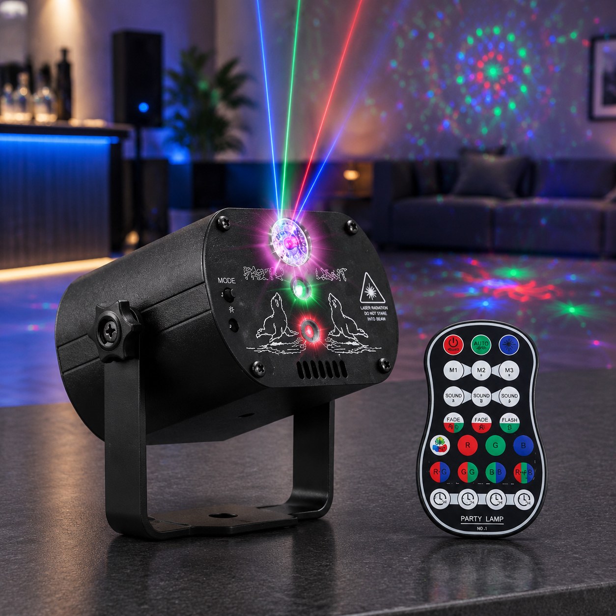 DJ Disco Stage Party Lights, LED Sound Activated Laser — Christmas