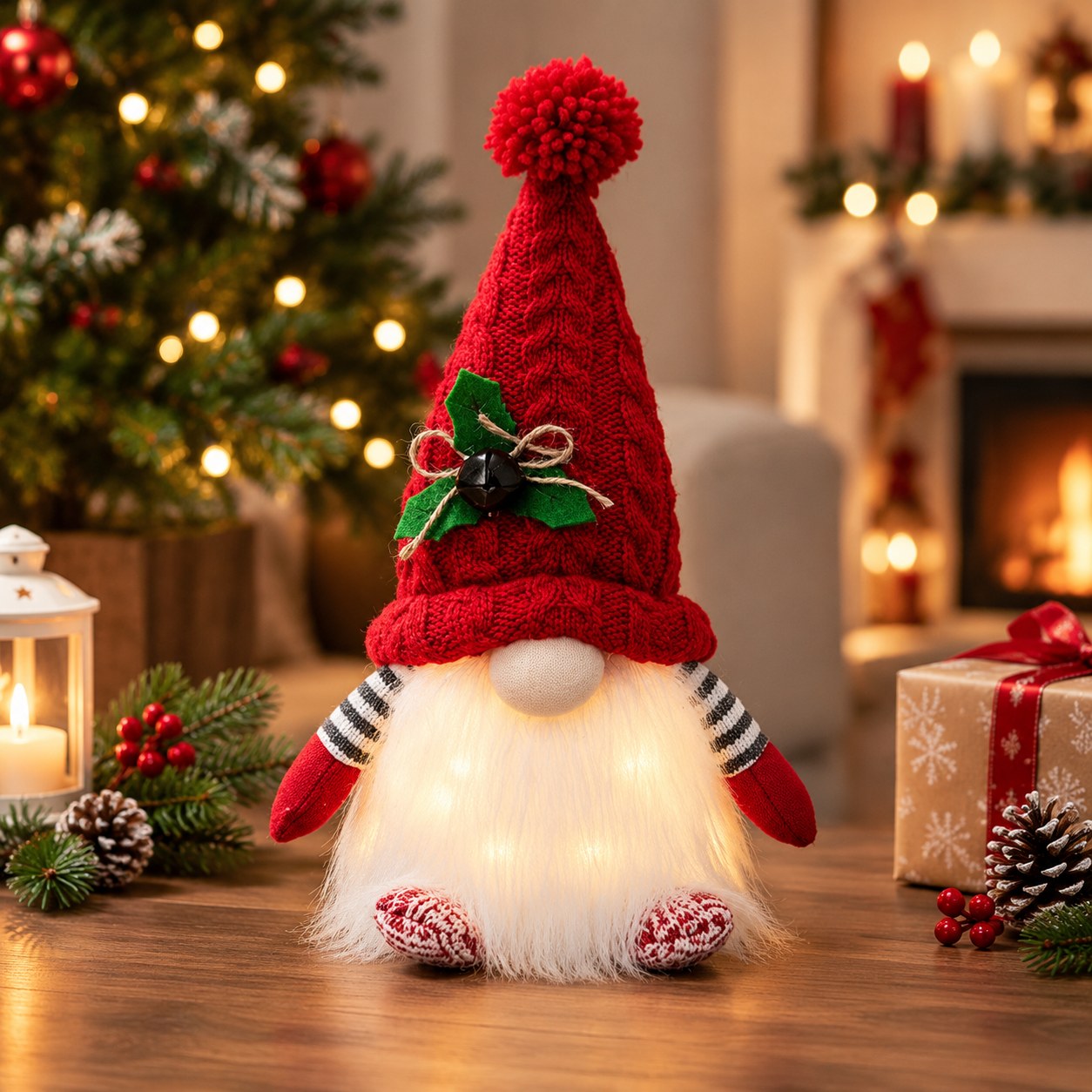 Glowing Gnome 26 cm Red — Christmas