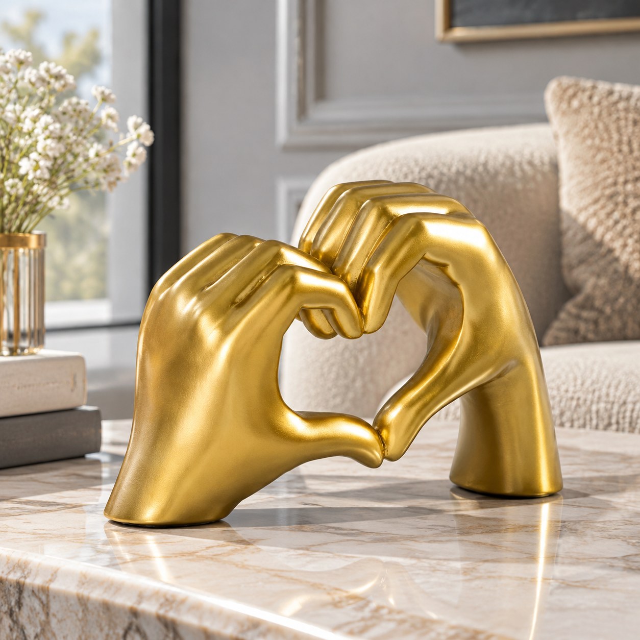 Stylish Golden Love Sculpture — Home decor