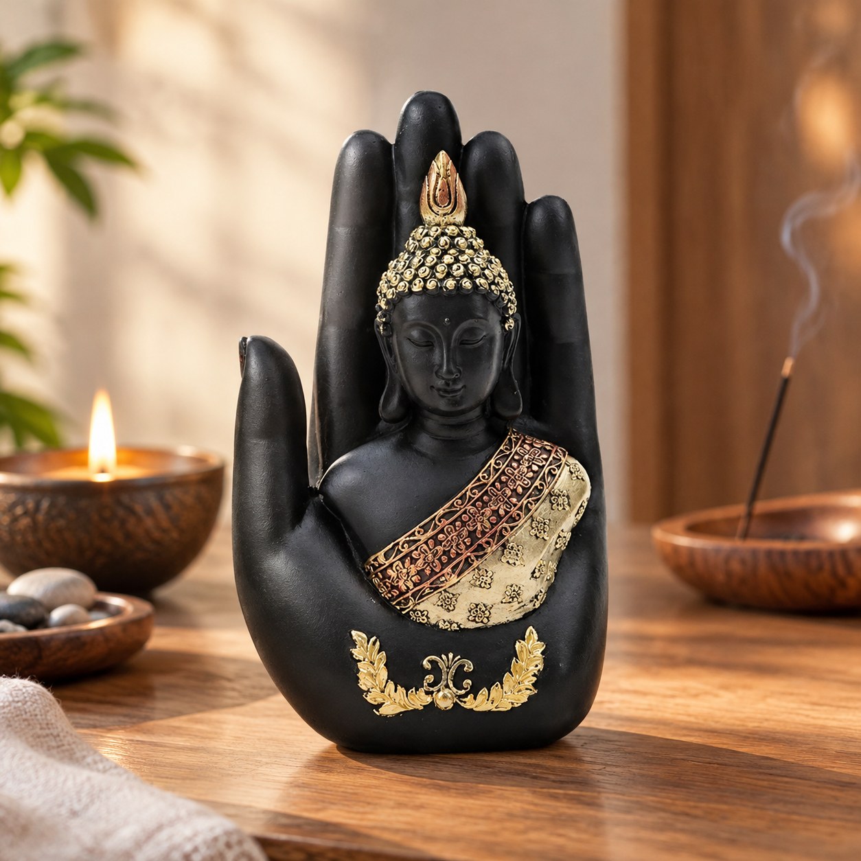 Tailando Buddha Statue in the Bodhi Tree, Zen Buddha Sculpture — Garden