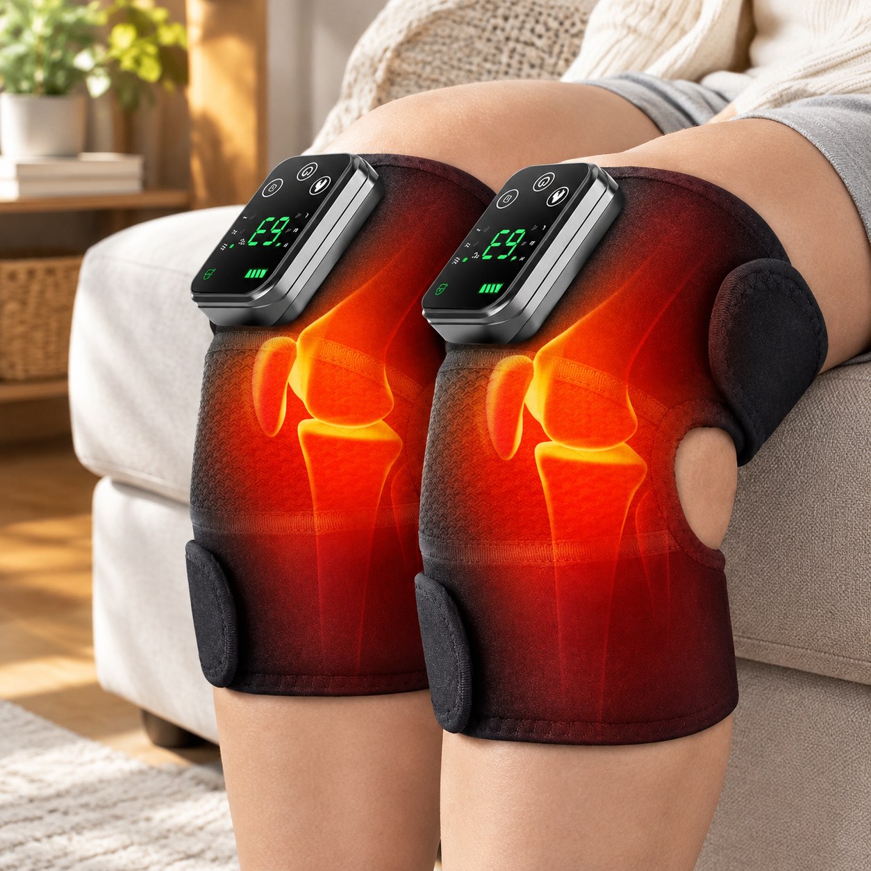 (GERMANY 2pcs-Vibrating Heat) Electric Knee Temperature Massager — Health