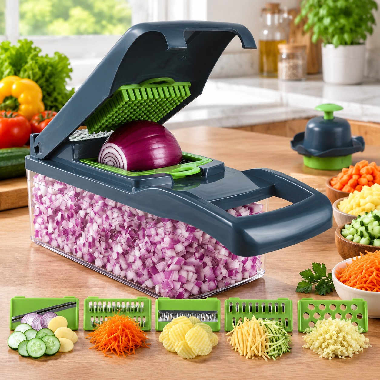 Vegetable Chopper with Interchangeable Blades (15-in-1) — Kitchen and tableware