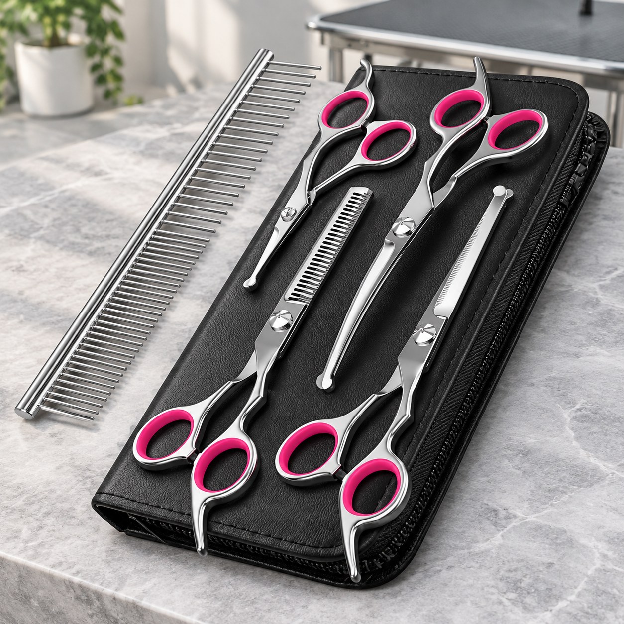 Dog Grooming Scissors, 5 pcs Titanium Coated Stainless Steel for Home — Perfume and cosmetics