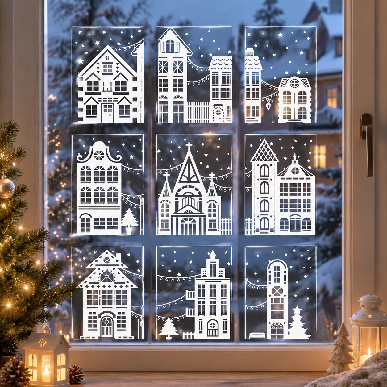 Holiday Window Stickers, 9 pcs, — Home decor