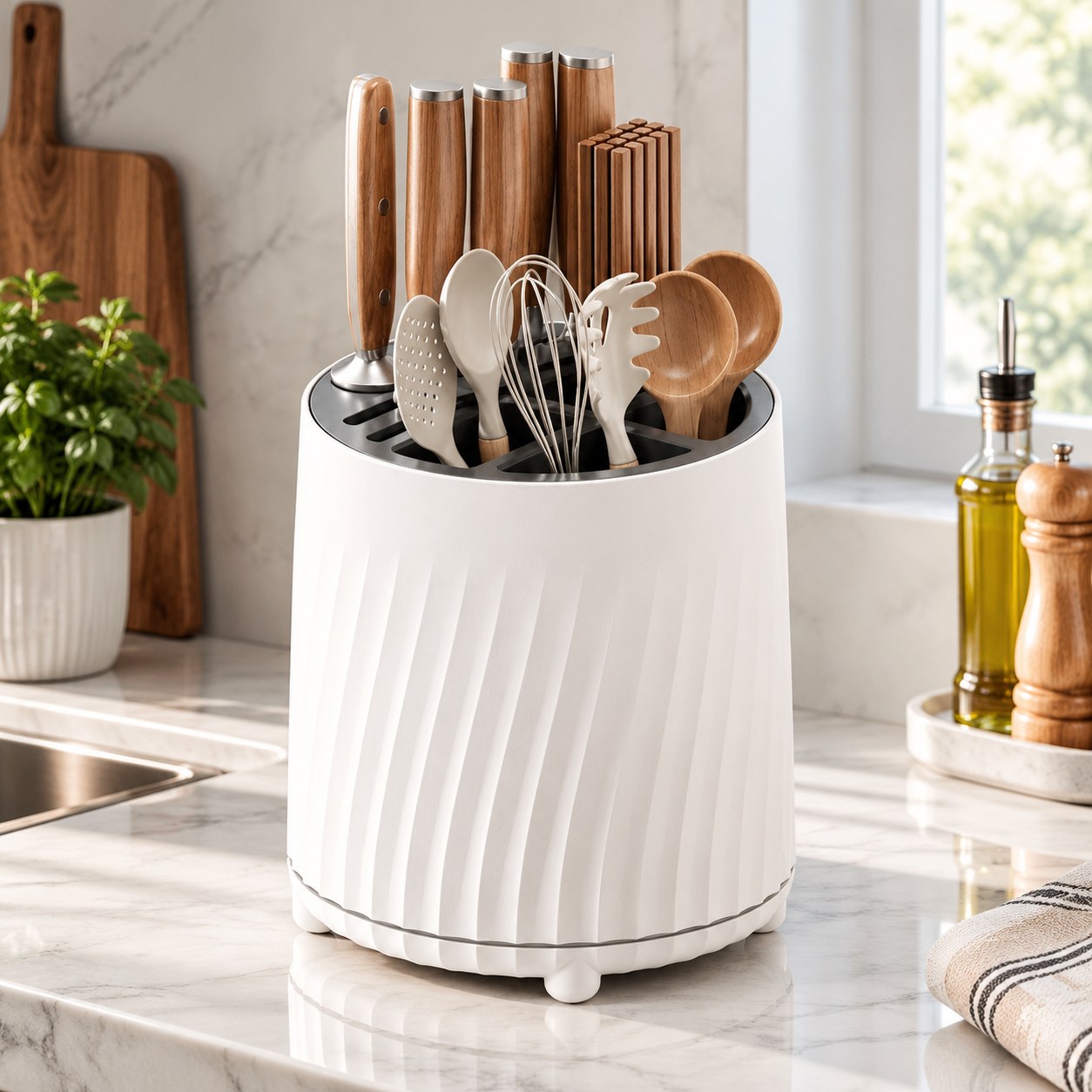 Rotating Knife Holder and Dish Drying Rack — Kitchen and tableware
