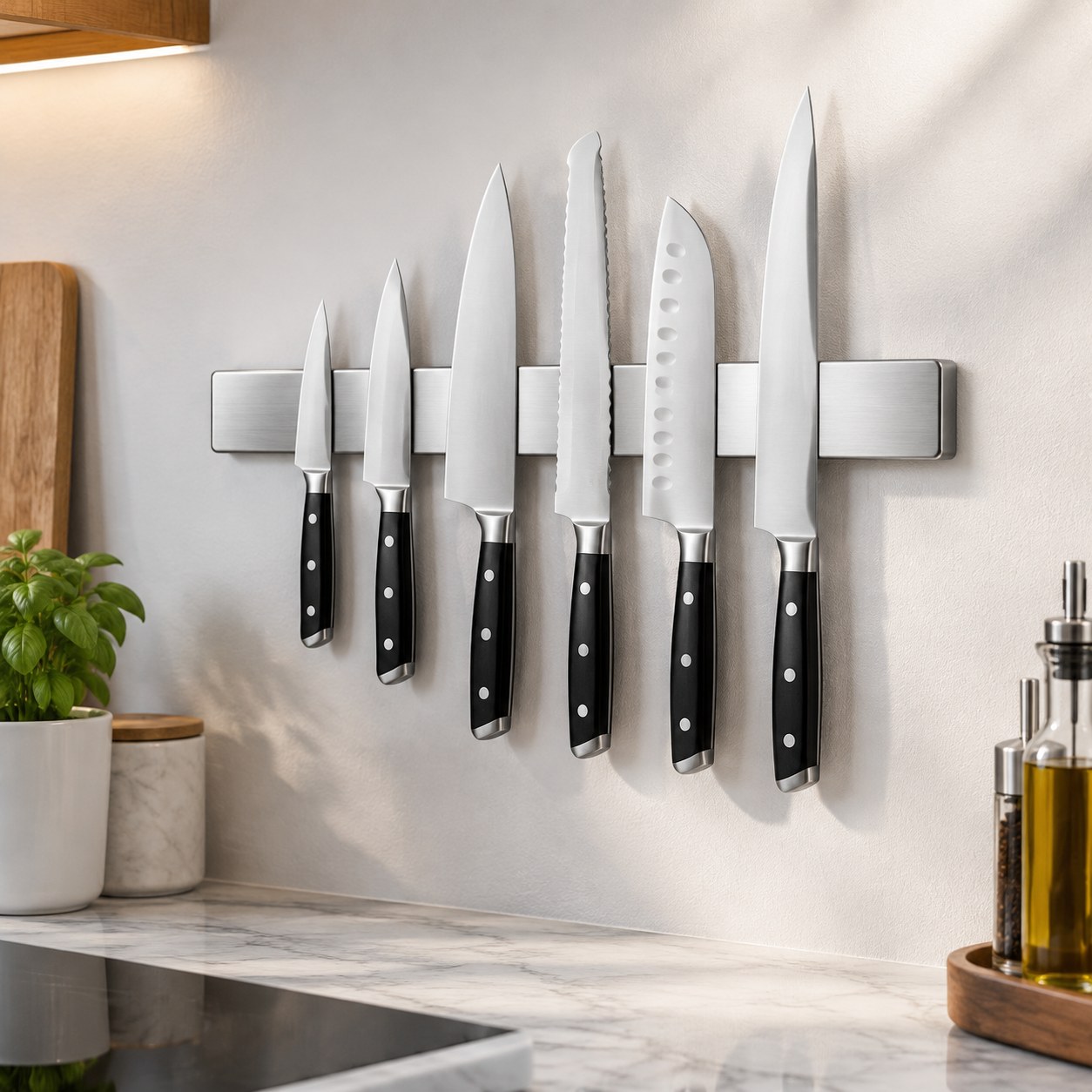 Stainless Steel Magnetic Wall-Mounted Knife Holder — Kitchen and tableware
