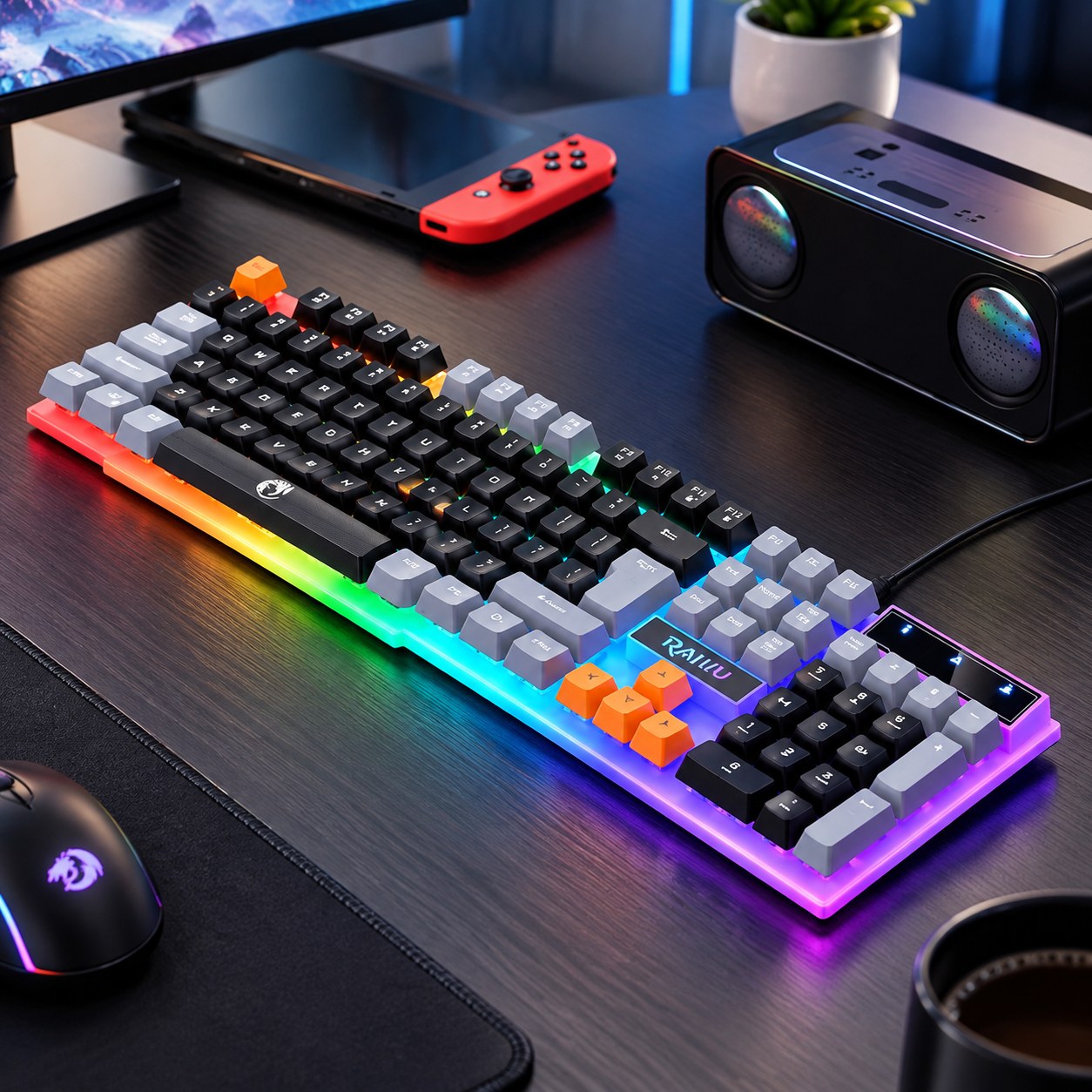 Wired Gaming Keyboard and Mouse with RGB Backlighting, Multicolor Combo — Computer peripherals