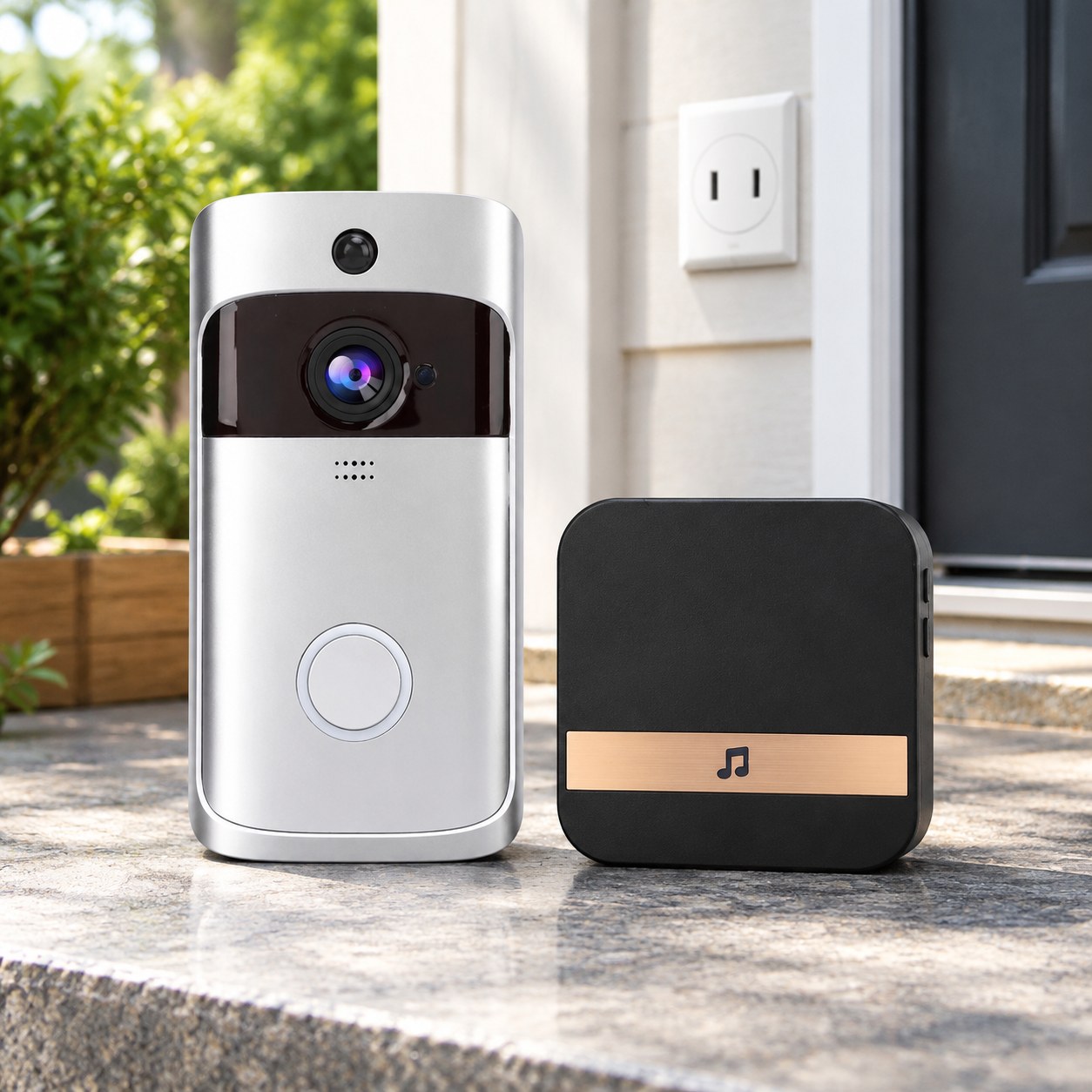 Wireless WIFI Video Doorbell with US Plug, 90–260 V, with Remote — Home security