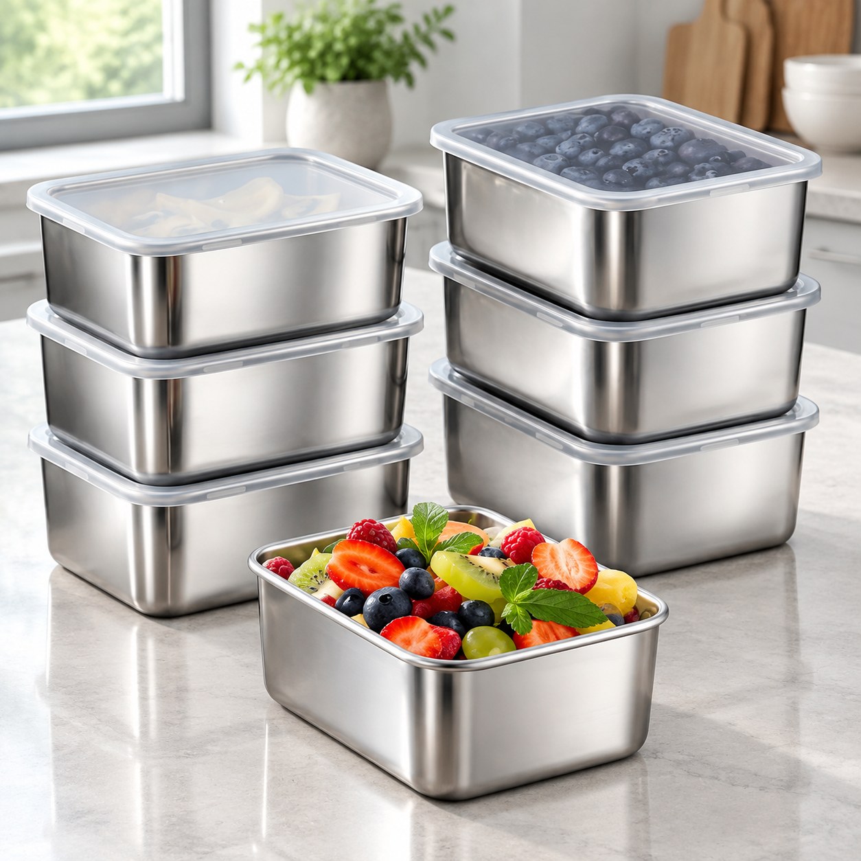 Stainless Steel Food Storage Container Set — Kitchen and tableware