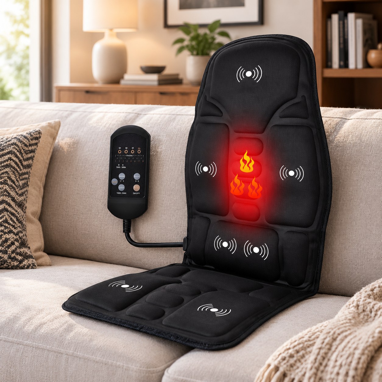 Electric Heating Massager Chair Cover Black — Beauty appliances
