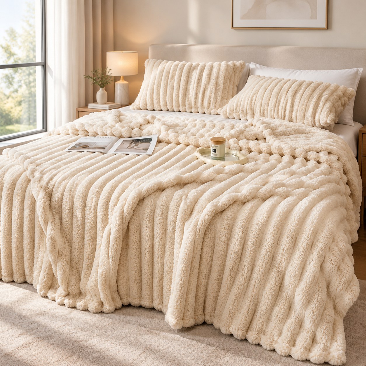 Faux Rabbit Fur Throw Blanket — Home textiles