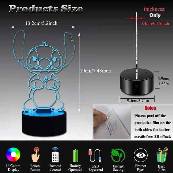 Stitch Night Light, Lilo and Stitch Gifts, 3D Lamp Stitch, Toy