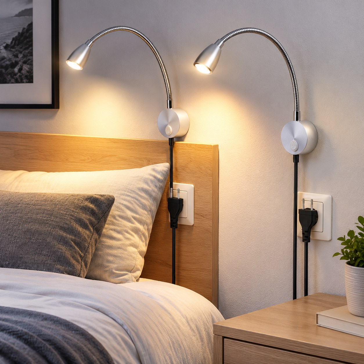 Flexible Wall-Mounted Reading Lamp with EU Plug and Switch for Books — Lighting
