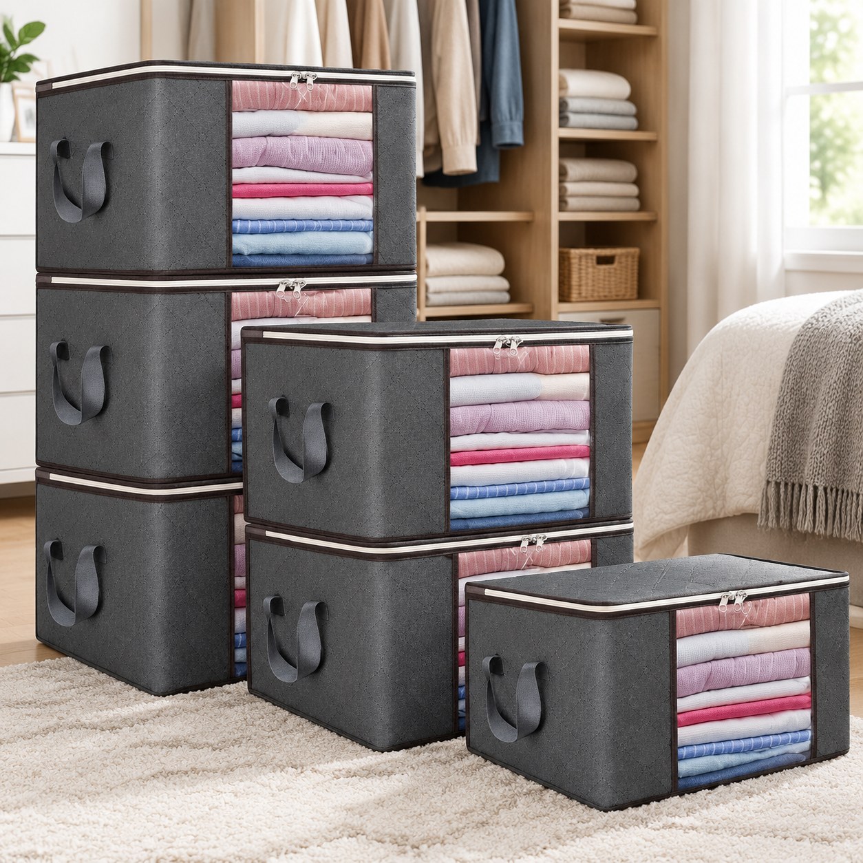 Large Capacity Storage Boxes, 6 pcs — Household essentials