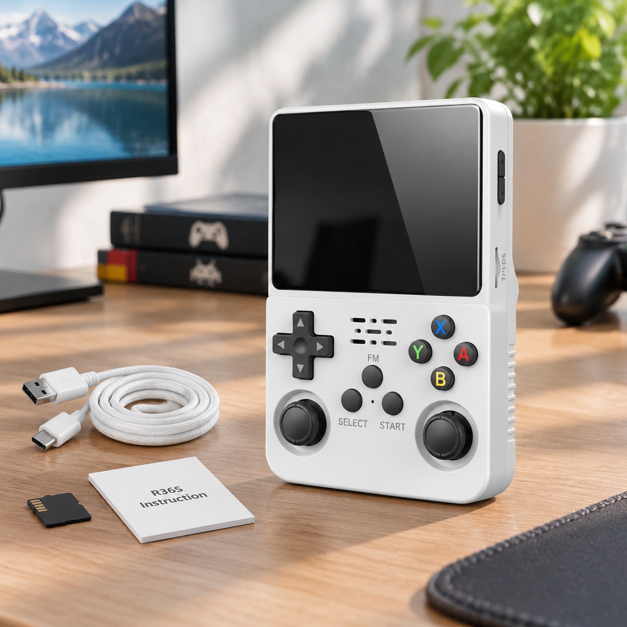 HappyJoe R36S, 64 GB, white, 10000+ games, 3.5" IPS screen, Linux — Gaming