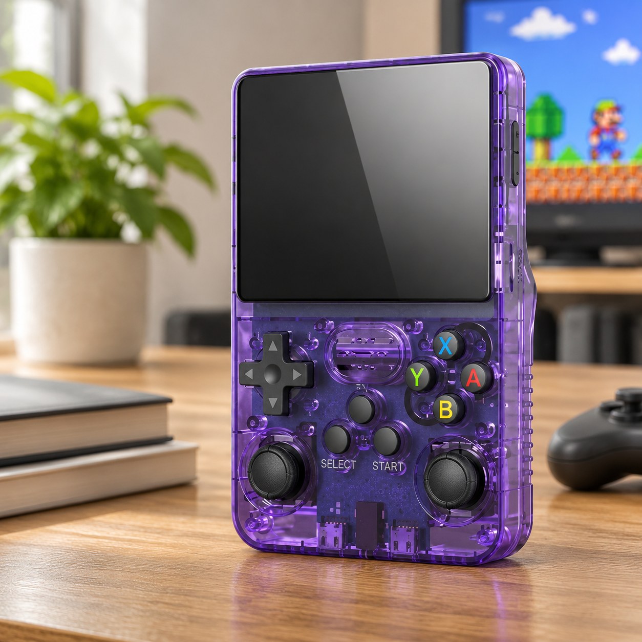 HappyJoe R36S, 64 GB, purple, 10000+ games, 3.5" IPS screen, Linux — Gaming