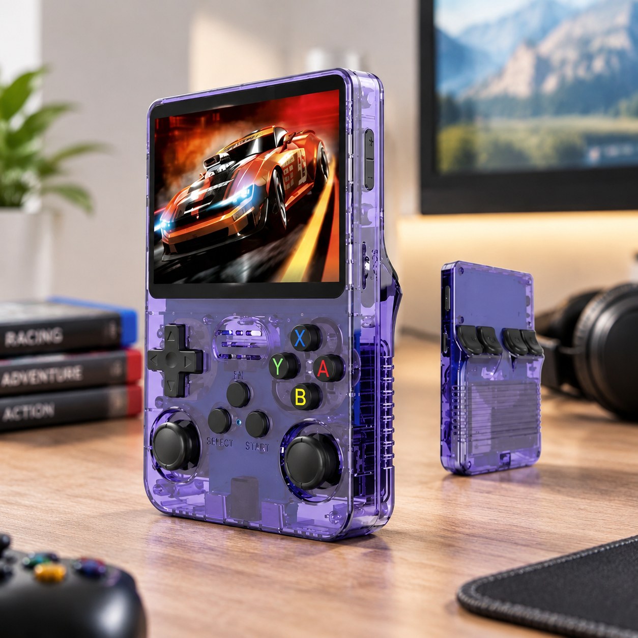 HappyJoe R36S, 128 GB, purple, 20000+ games, 3.5" IPS screen, Linux — Gaming