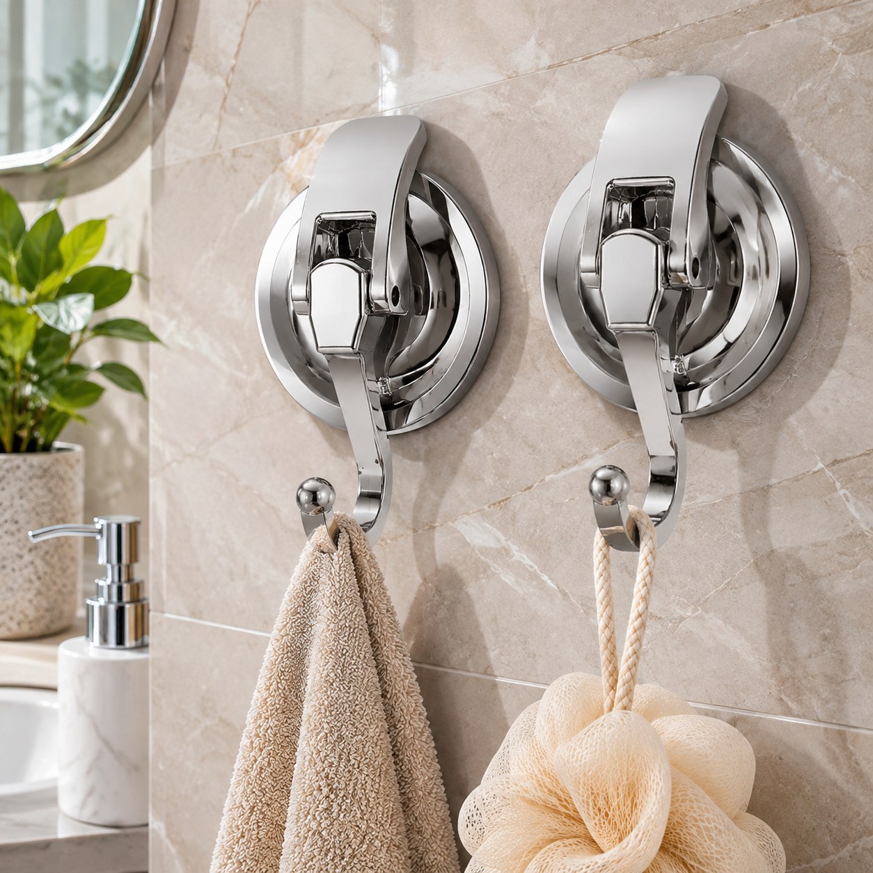 Suction Cup Hook Set, Powerful Bathroom Wall Vacuum S — Plumbing