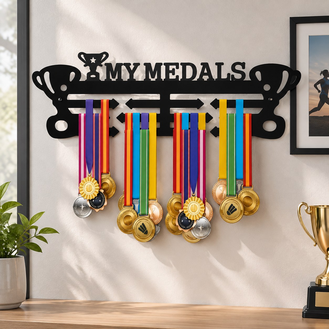 Black Metal Medal Holder, Medal Display Stand — Home decor
