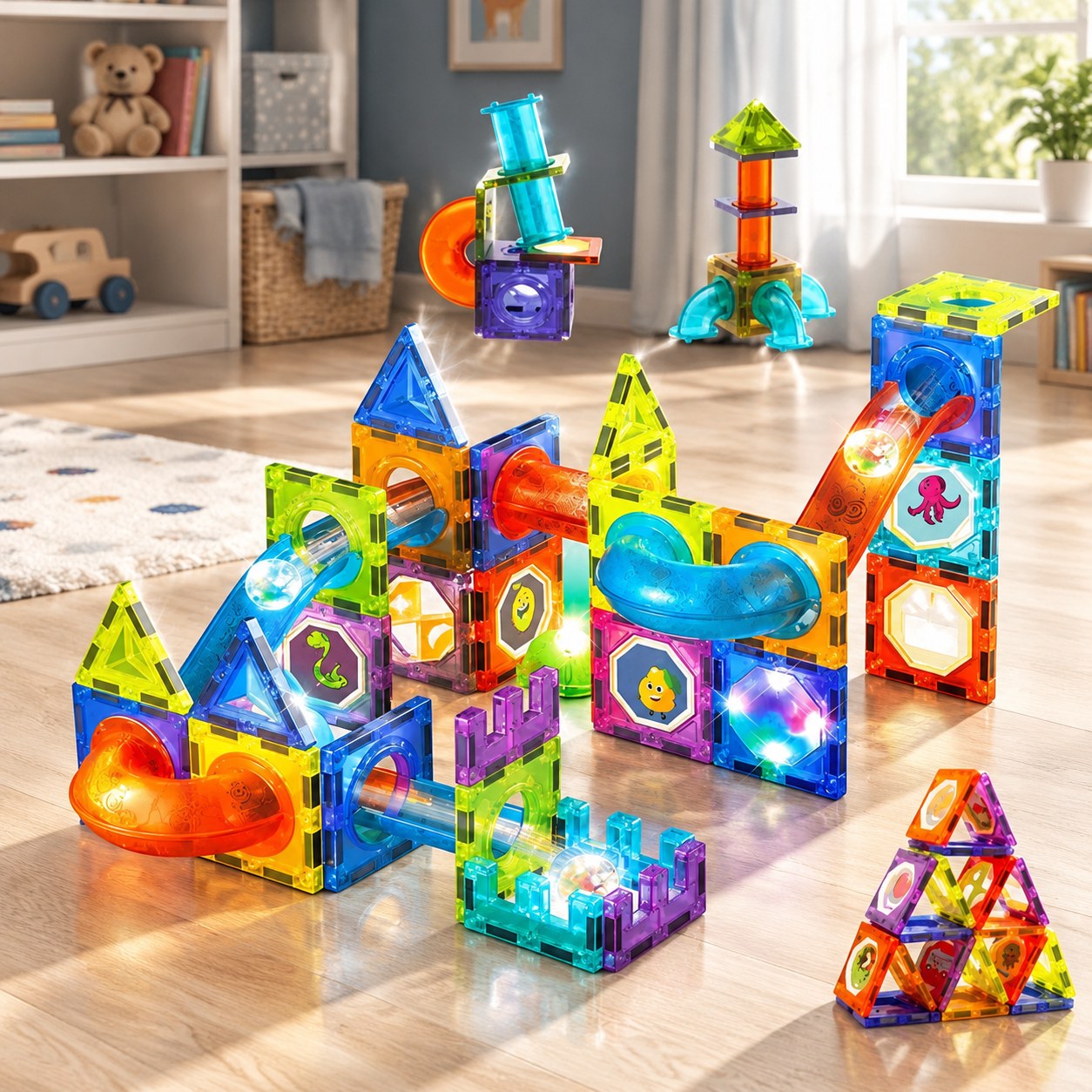 Magnetic Glowing Building Set, 76 pcs. — Toys