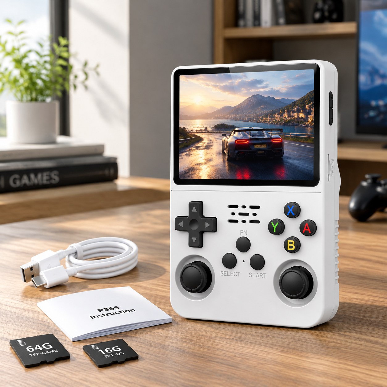 HappyJoe R36S, 64 GB, white, 10000+ games, 3.5" IPS screen, Linux — Gaming
