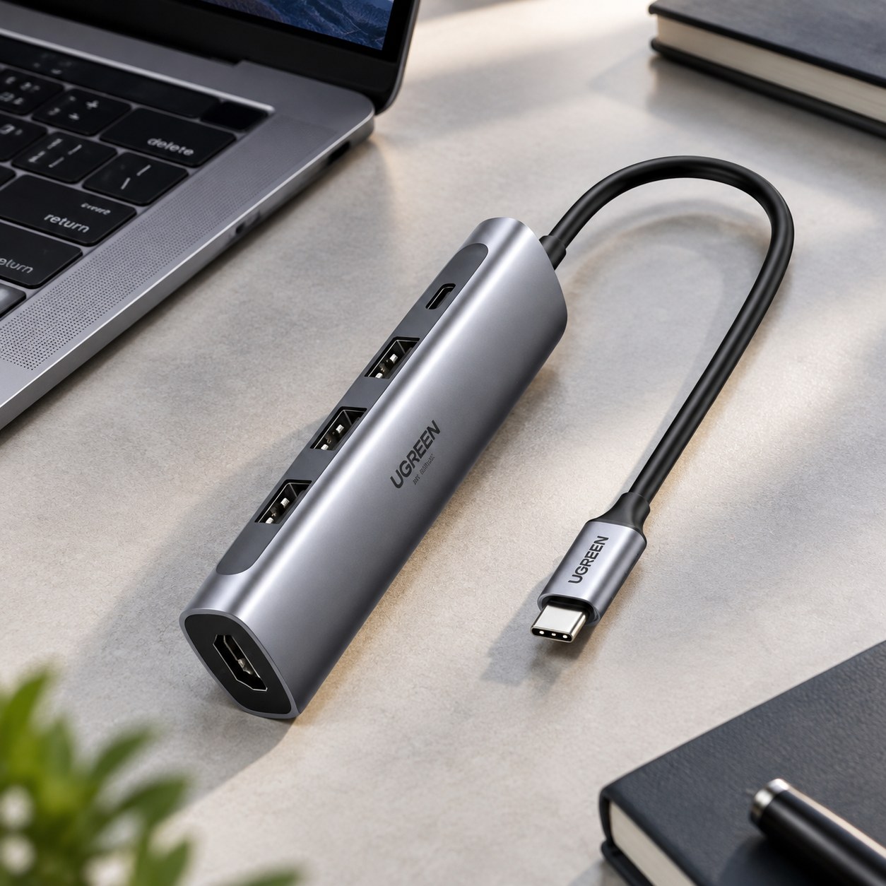 UGREEN 5-in-1 USB-C Hub with 3x USB 3.0 + HDMI 4K + USB-C PD 100W — Computers