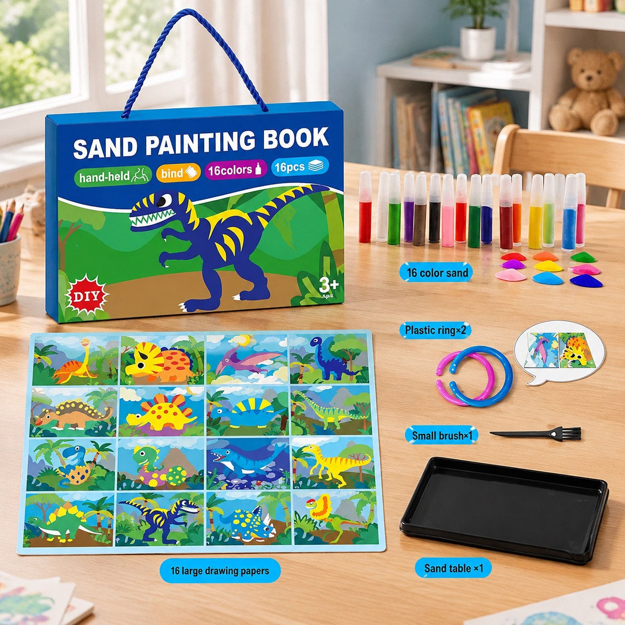Mega Sand Art Set 12 Colors + 16 Cards