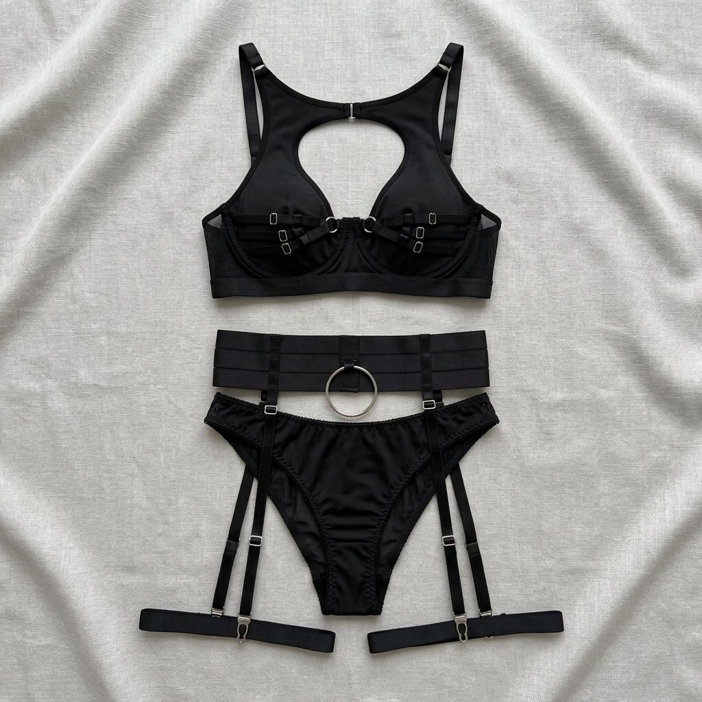 Ketrin Women's Lingerie Set, Black