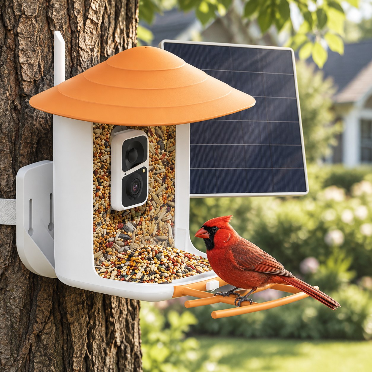Dark Red Brand Bird Feeder with Camera — Pet supplies