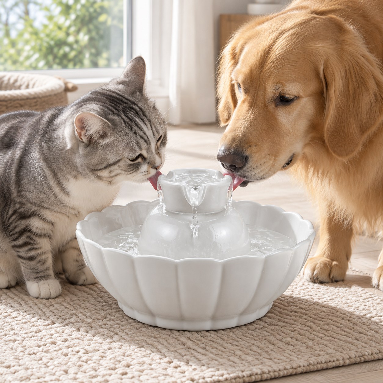Dark Red Brand Ceramic Fountain for Cats/Dogs