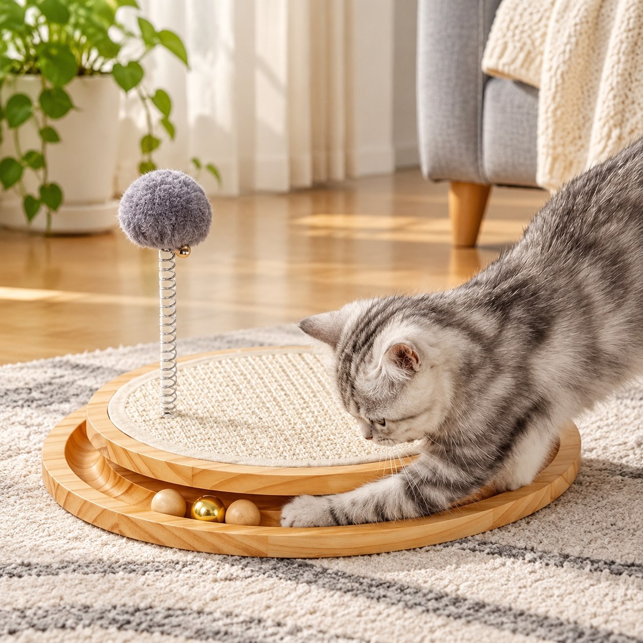 Dark Red Brand Scratcher Interactive Cat Toy