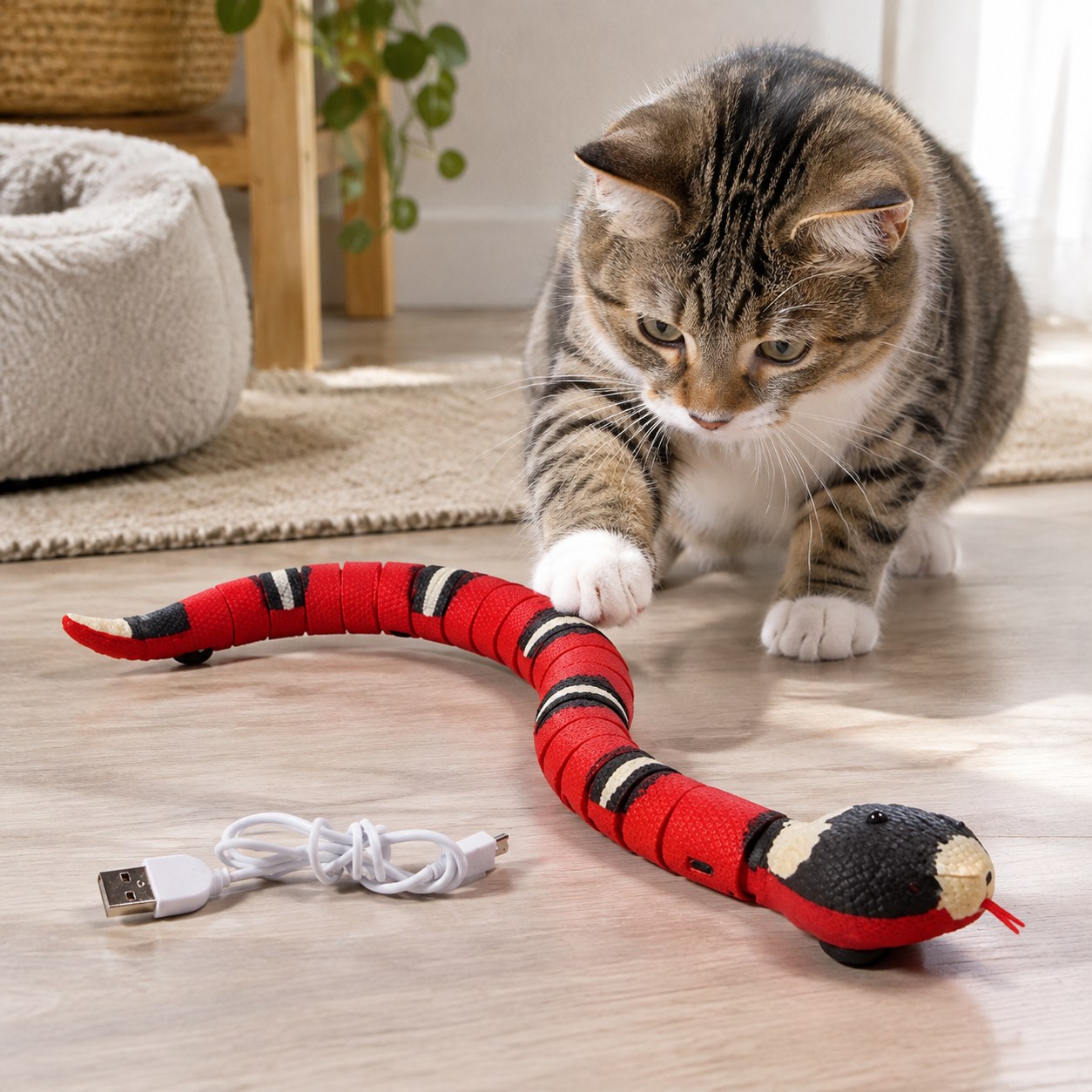Dark Red Brand Cat Toy Snake