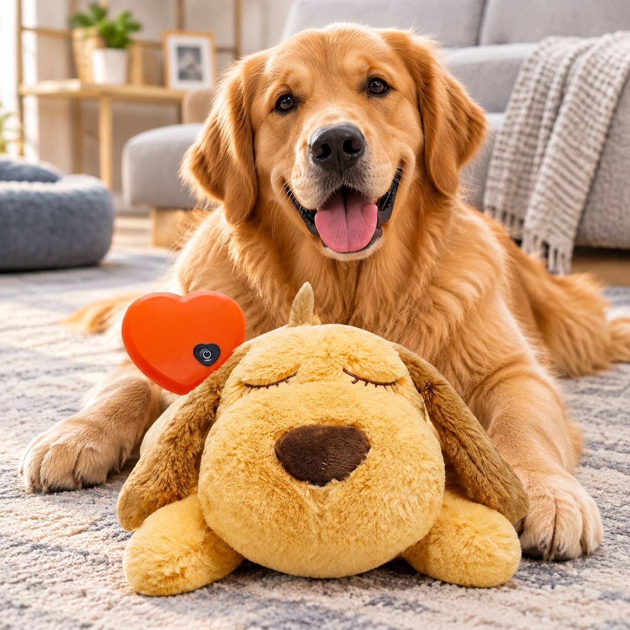 Dark Red Brand Soft plush toy with heartbeat simulator for dogs
