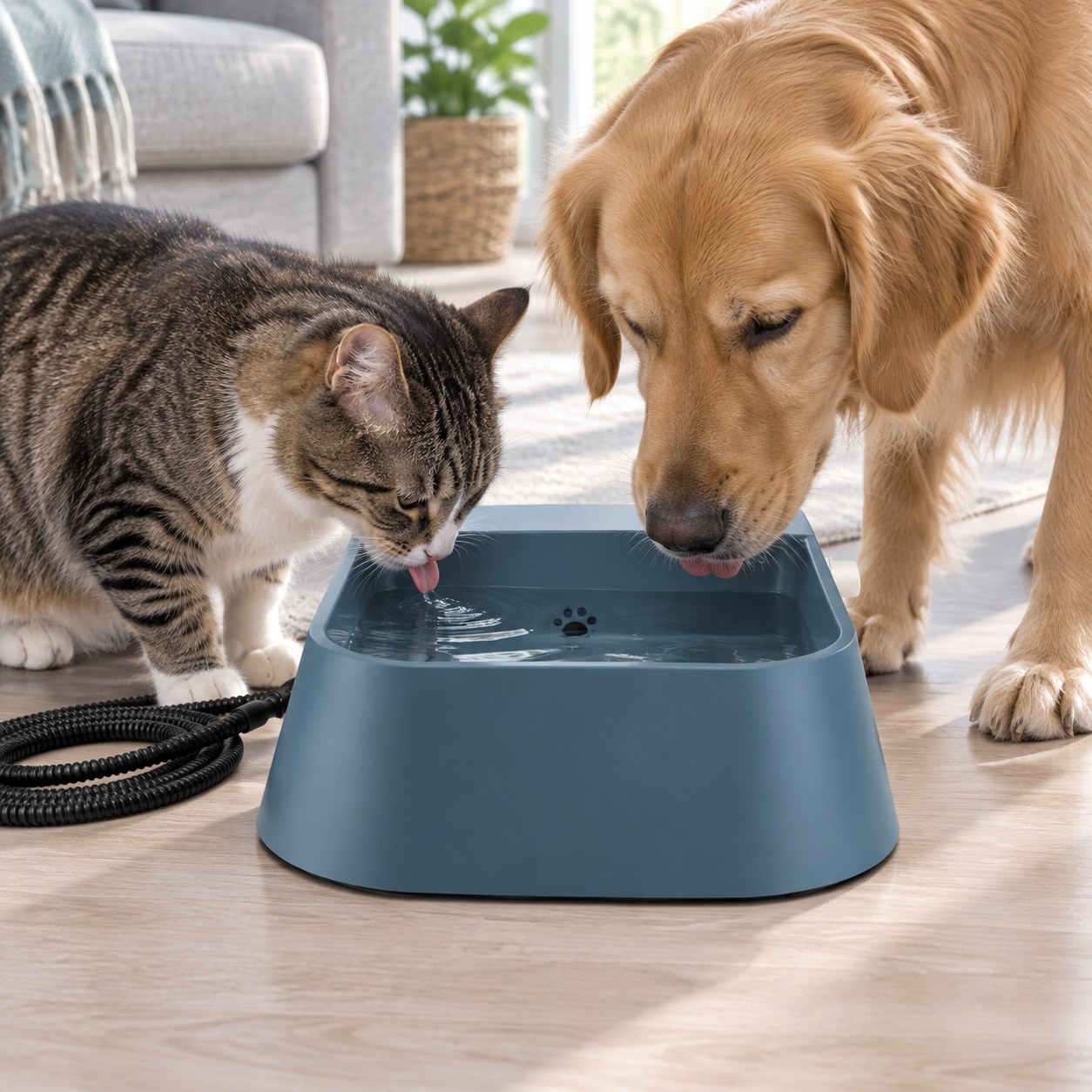 Dark Red Brand Heated Water Bowl for Pets — Dogs