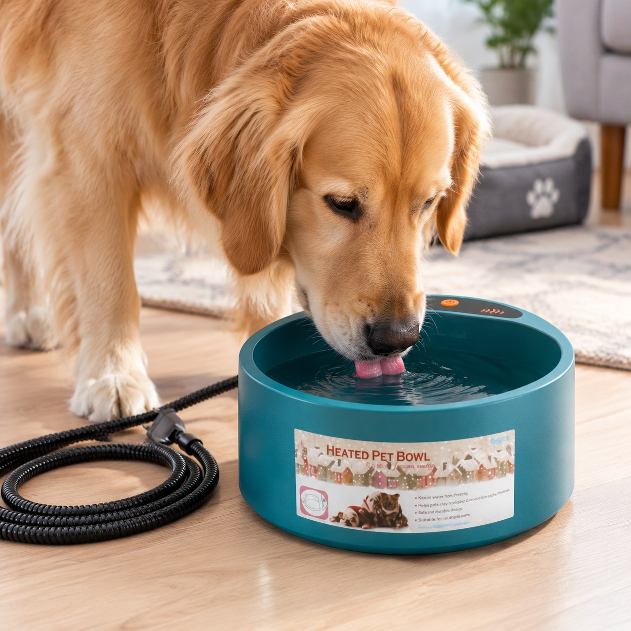 Dark Red Brand Heated Water Bowl for Pets — Dogs