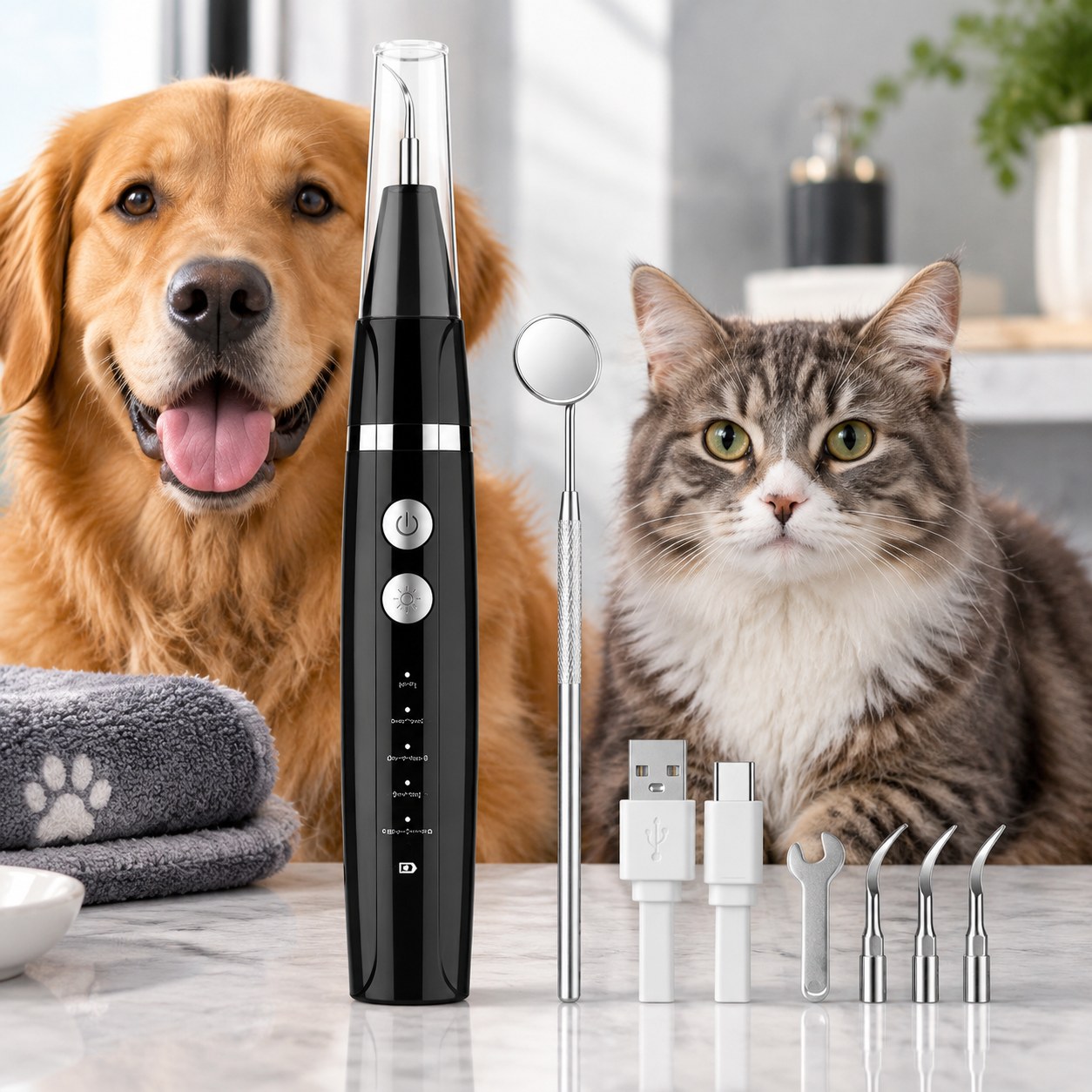 Dark Red Brand Dental Plaque Remover Kit for Cats/Dogs