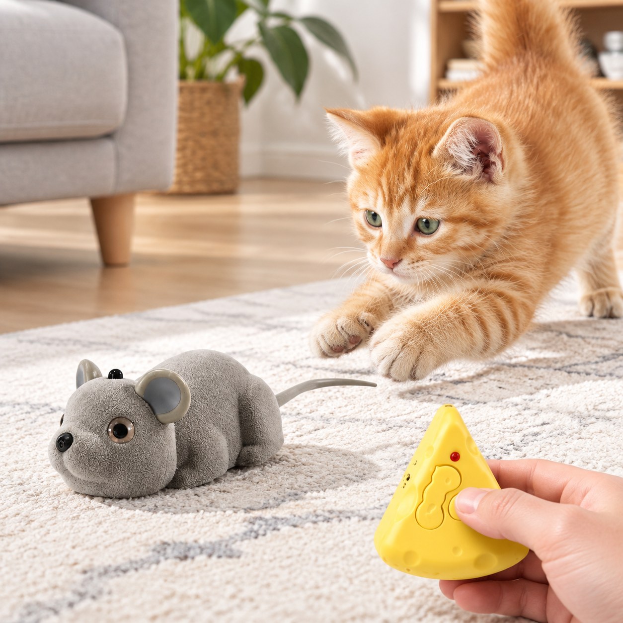 Dark Red Brand Interactive Cat Toy with Remote Control