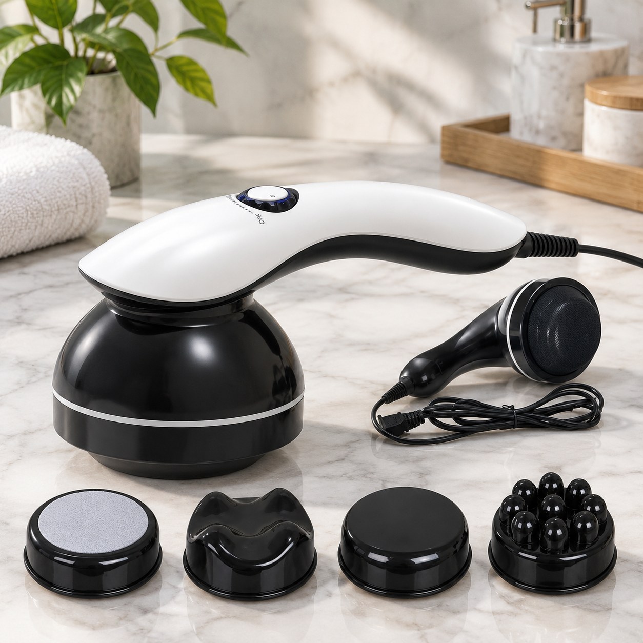 Puli Multi-functional Handheld Body Massager with 4 Attachments — Beauty appliances