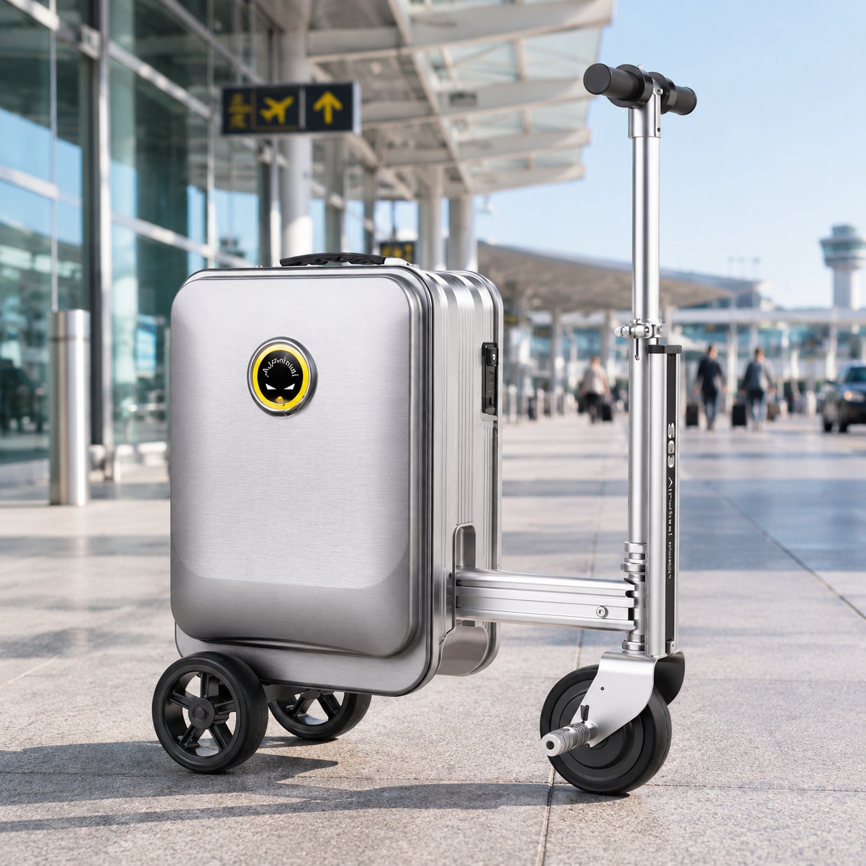Dark Red Brand Suitcase - Scooter Electric Scooter, silver — Travel gear