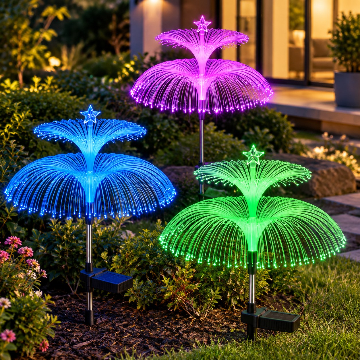 Dark Red Brand Solar Garden Lights, 3 pcs.