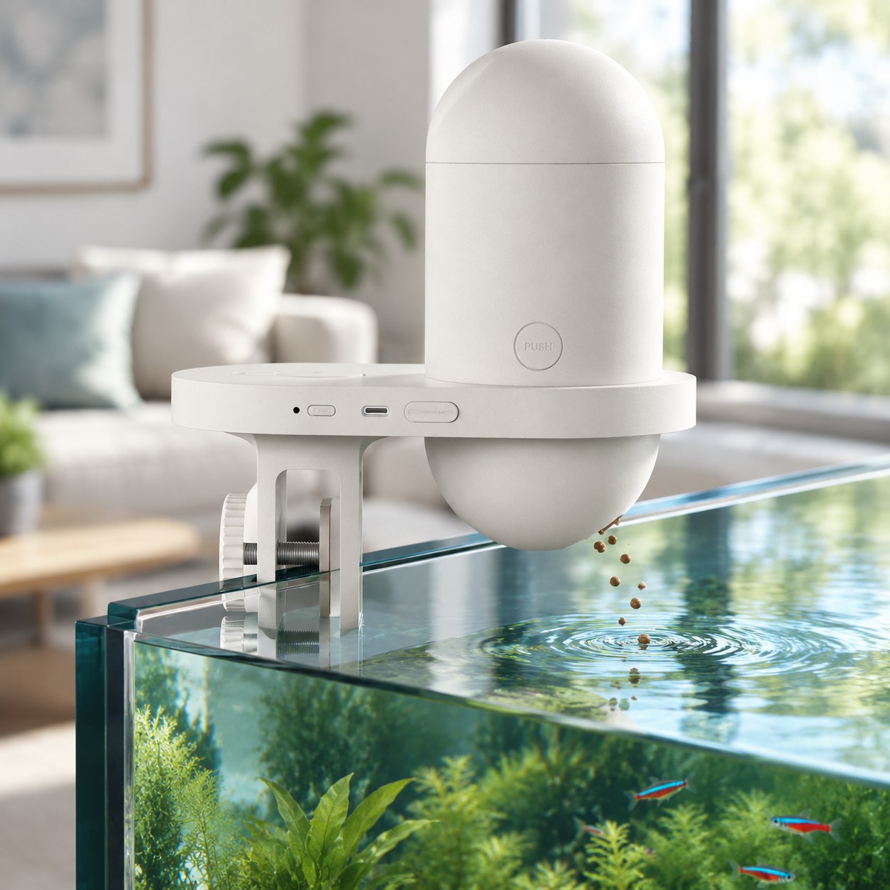 Dark Red Brand Automatic Fish Feeder with Camera + APP Control Dark Red Br — Pet supplies