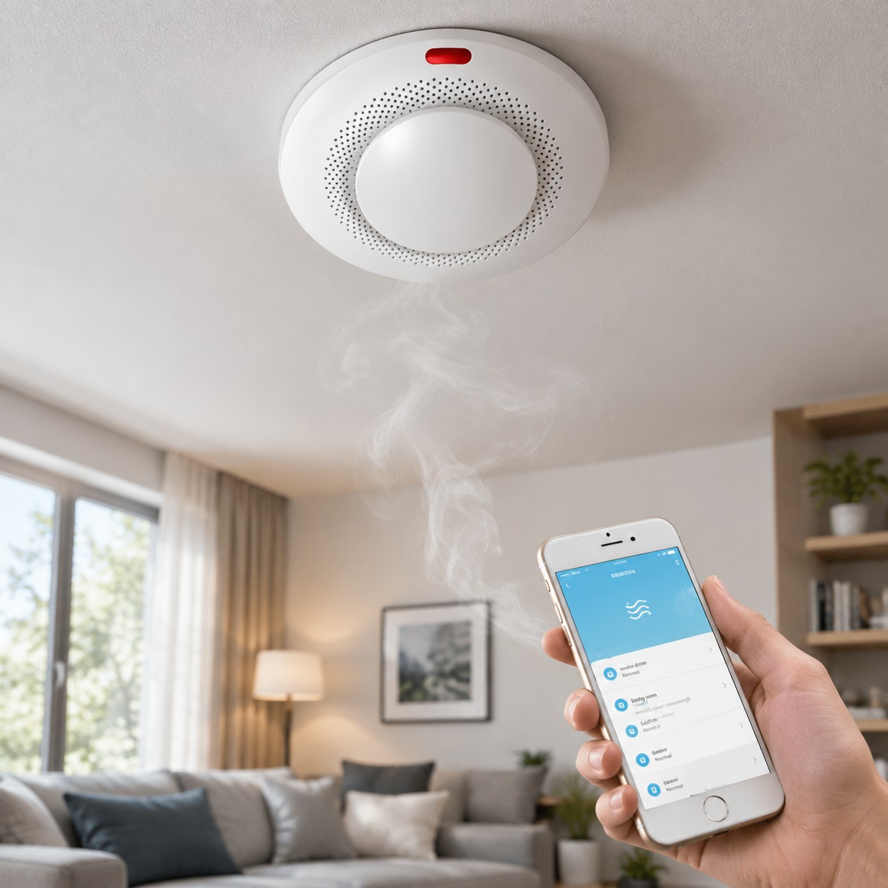 Dark Red Brand Smart Smoke Detector + APP Control — Home security