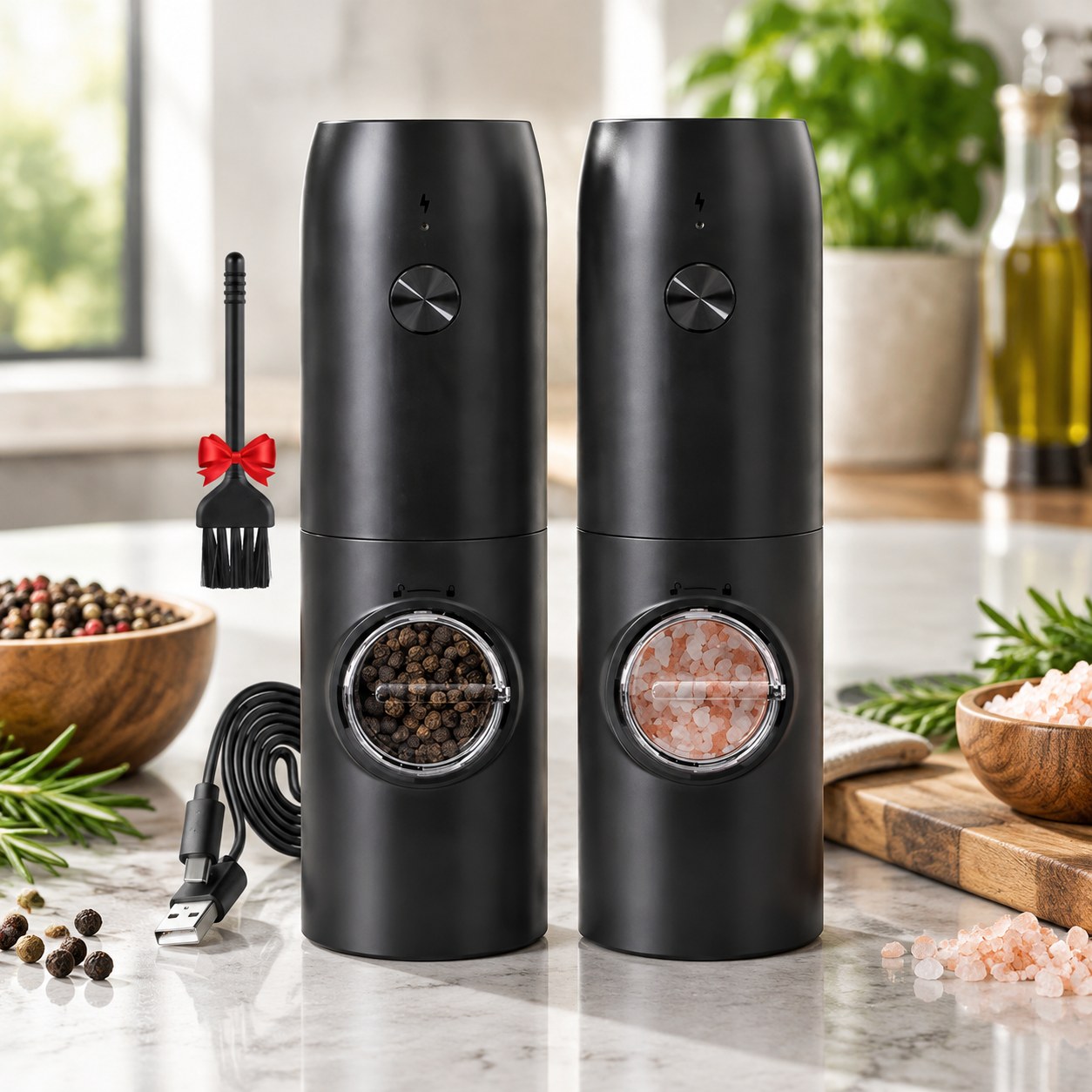 Dark Red Brand Electronic Salt and Pepper Grinder — Kitchen and tableware