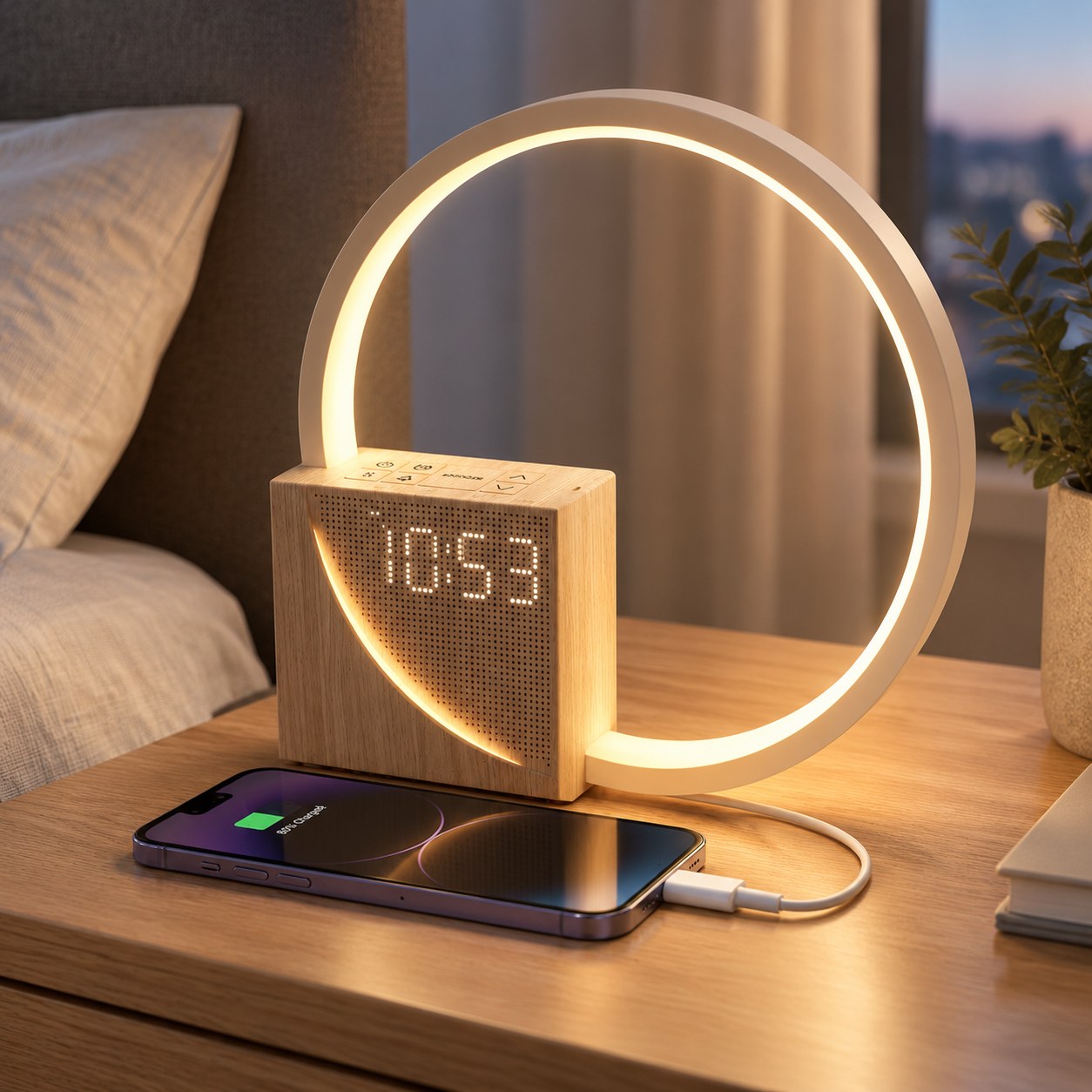 Dark Red Brand Sunrise Alarm Clock with Light — Audio and video equipment