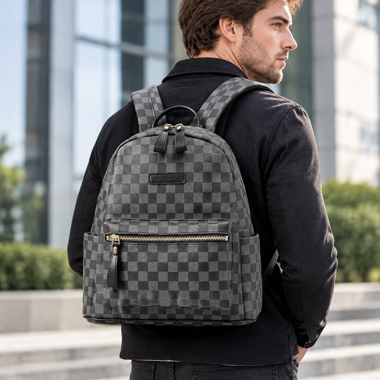 Etonweag Men's Plaid Backpack