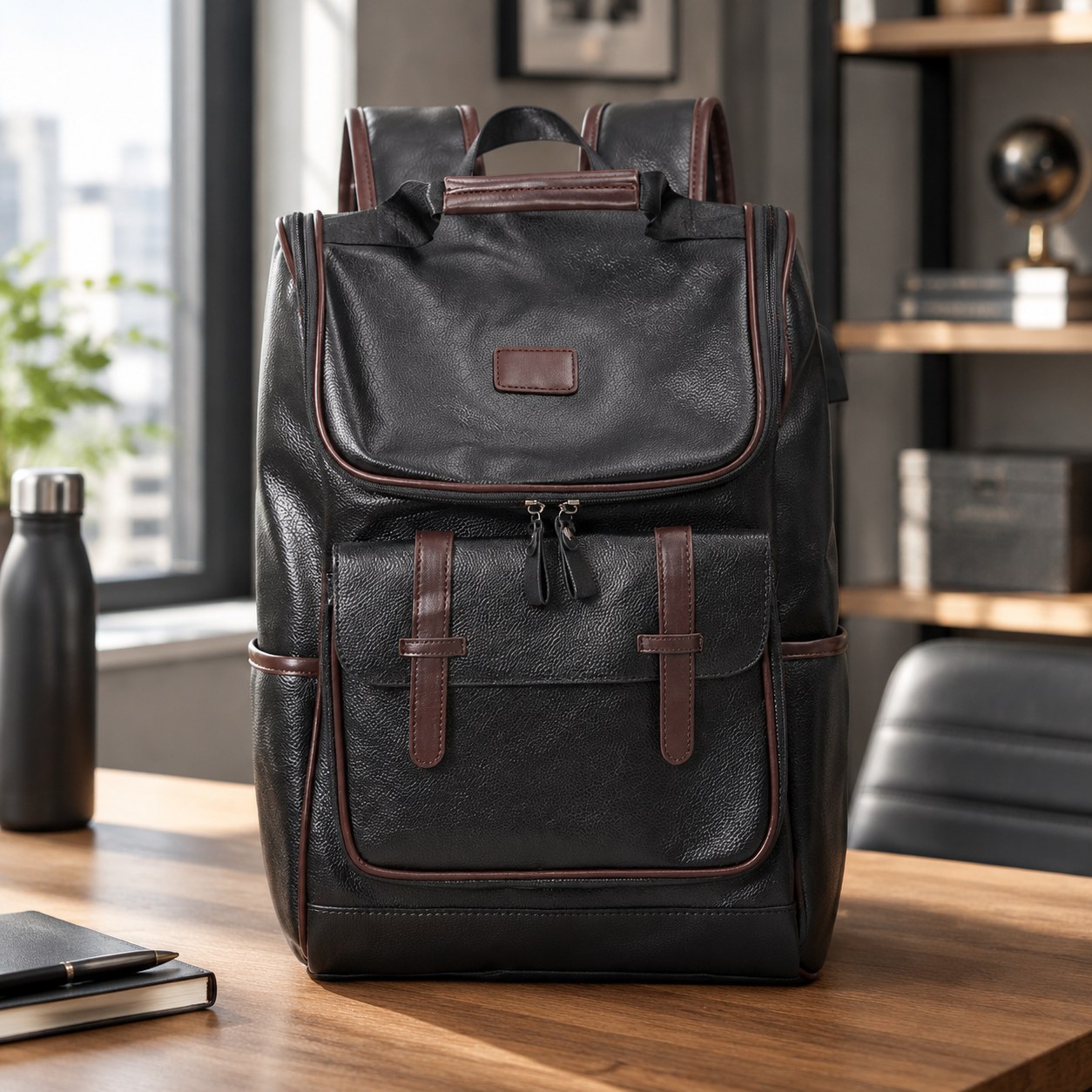 Dark Red Brand Men's Leather Backpack