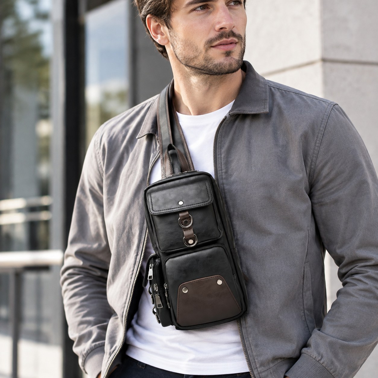 Dark Red Brand Men's Small Chest Bag